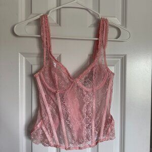 Pink lace corset top